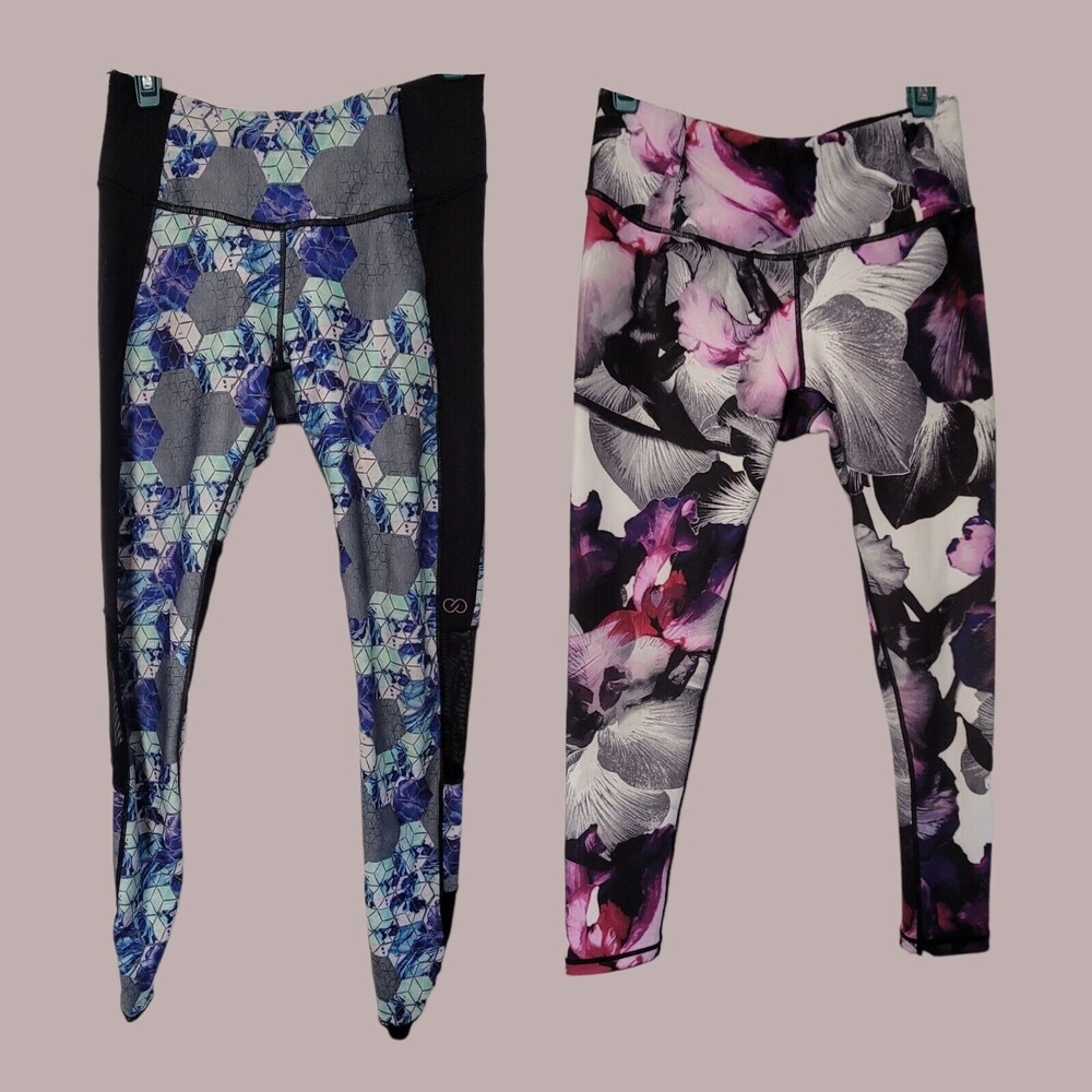 2‎ CALIA  Leggings Athletic Floral 3/4 Length Geometric SMALL